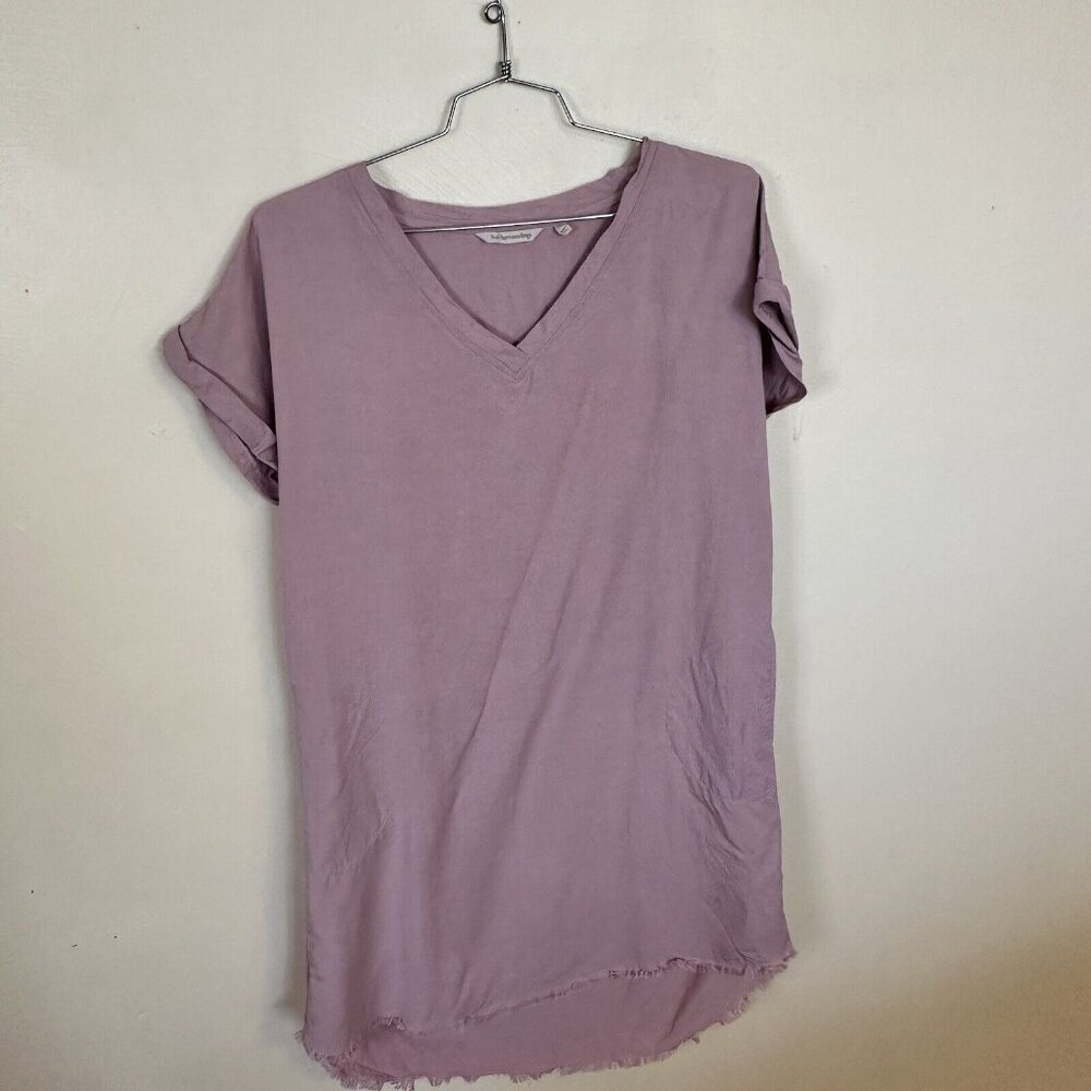 Soft Surroundings Pink Womens Shirt Dress Knee Length Large Linen Pockets